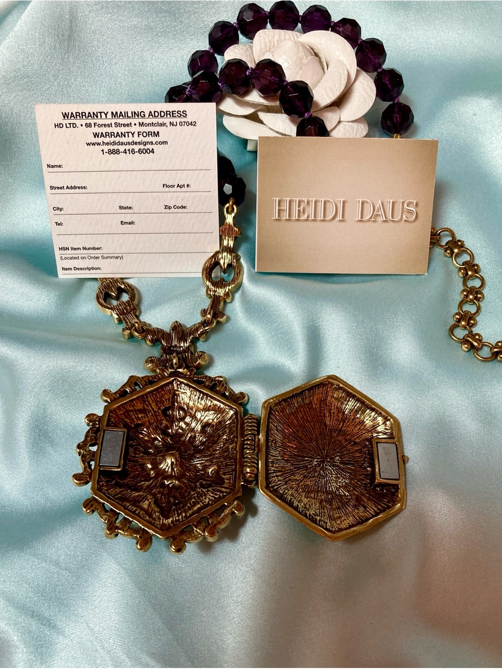 Heidi Daus Unforgettable Crystal Lavaliere Locket Pendant Necklace New - Picture 5 of 8